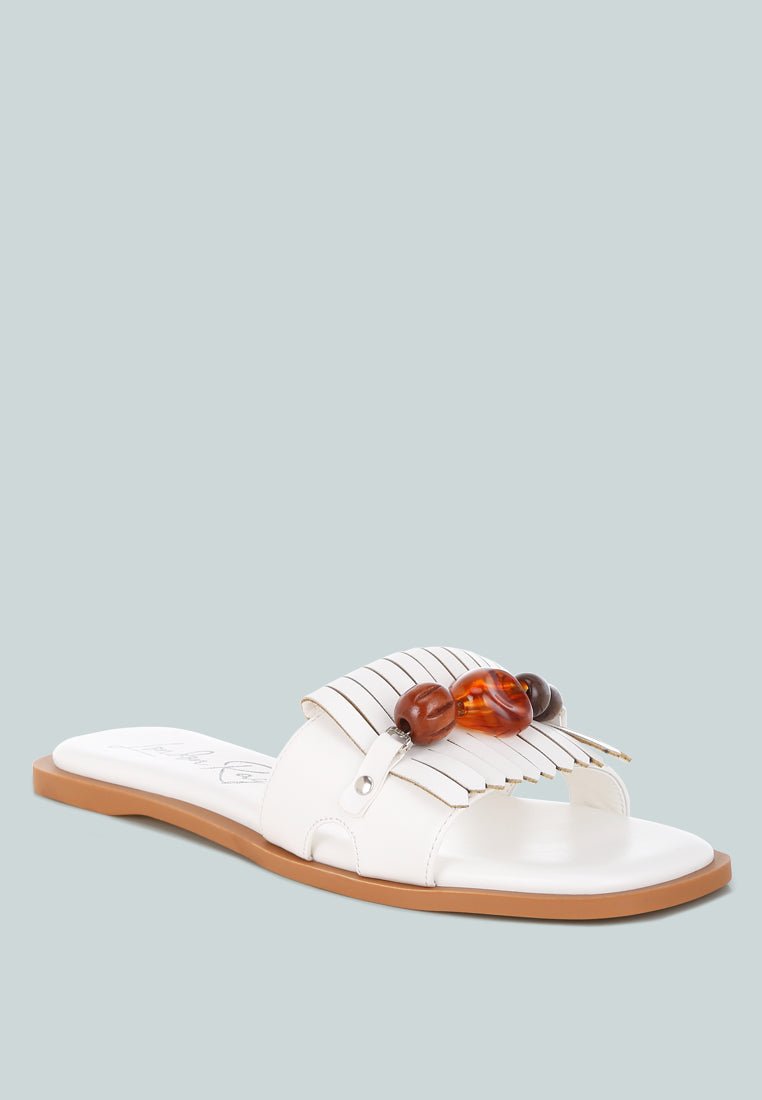 Nakasa Beaded Faux Leather Slip Ons-1