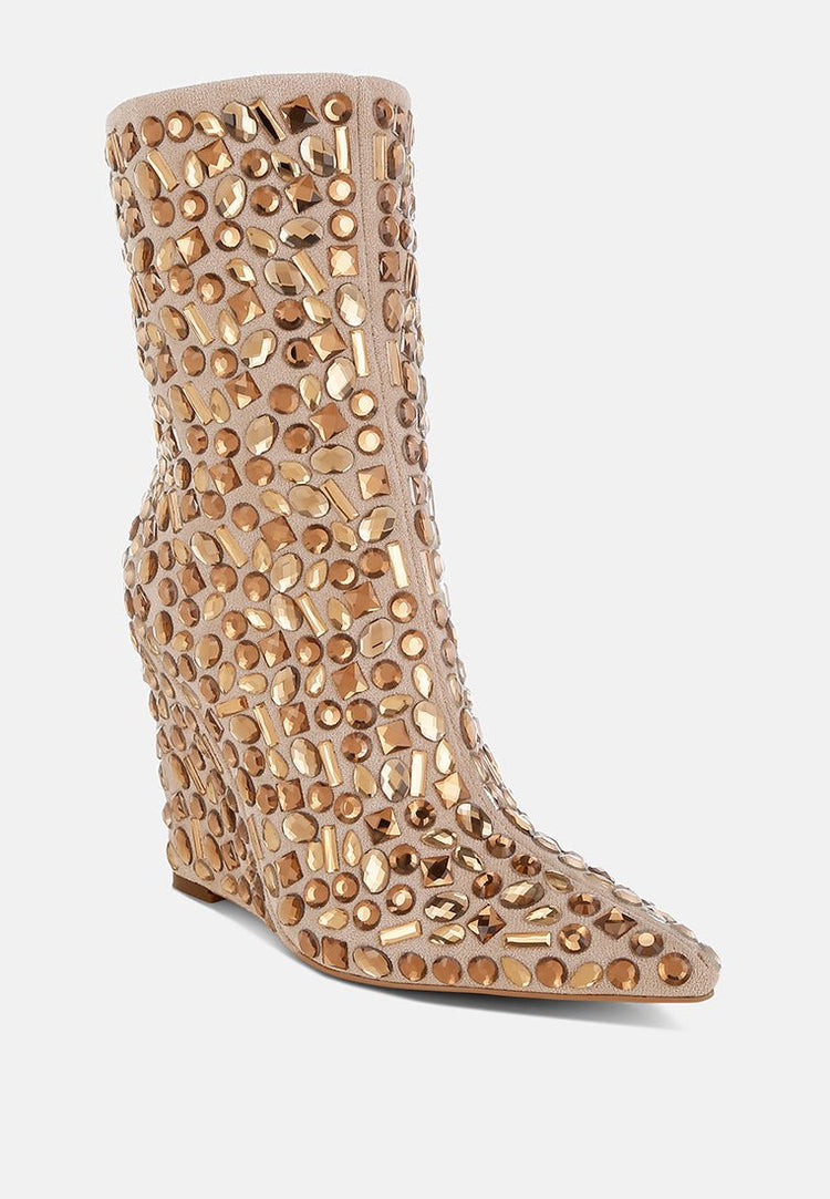 Trend Titan Diamante Slim Wedge Heel Boots-1