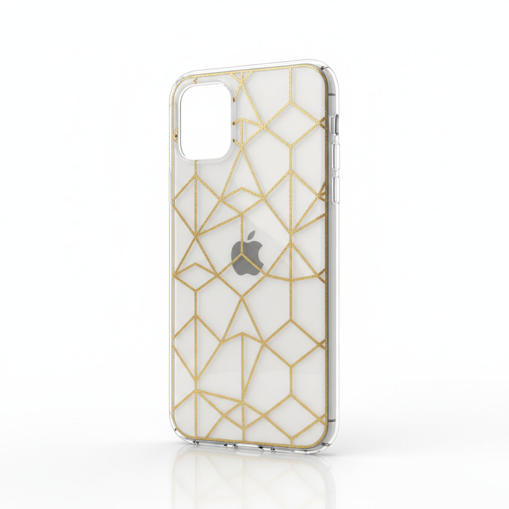 Clear Gold Geometric Phone Case