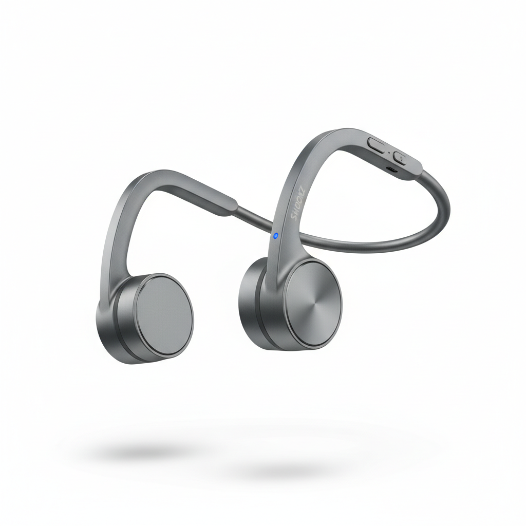 BoneFit open-ear bone conduction Bluetooth sport headphones in titanium grey