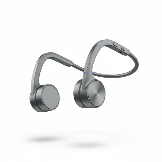 BoneFit open-ear bone conduction Bluetooth sport headphones in titanium grey