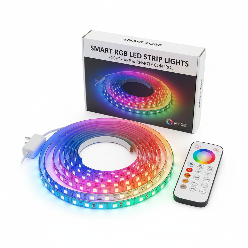 GlowStrip RGB LED strip lights 16ft color changing with remote control