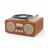 RetroSpin Bluetooth turntable record player in vintage wood finish with built-in speakers