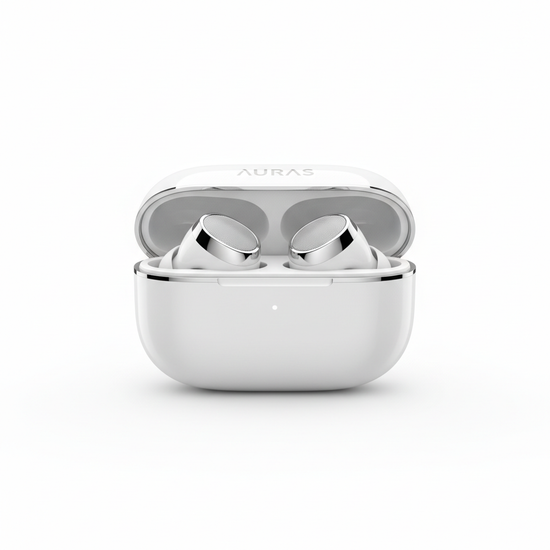 ProBuds True Wireless Earbuds in white and silver charging case