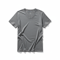 Men's heather gray slim fit v-neck tee on white background