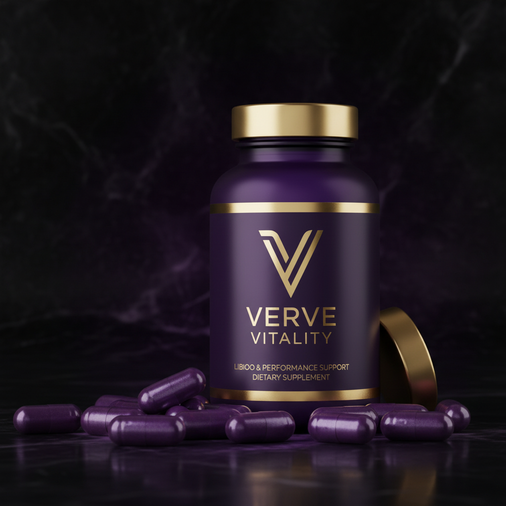 Sexual wellness vitamin supplement lifestyle shot with purple lighting